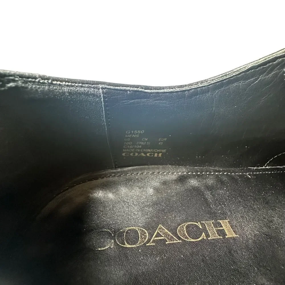 Coach Bleecker Wing Derby Dress Shoes Black Leather Wingtip Size 10D